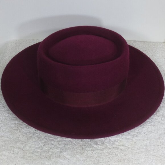 Street Smart Hat Vintage Wine Bolero Boater Wool Wide Brim by Betmar Size 6 7/8 main image 5